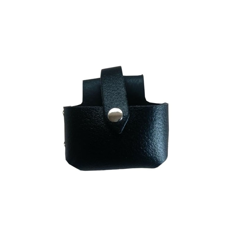 Black Leather Tape Holder Hoslter with button loop fastening heavy