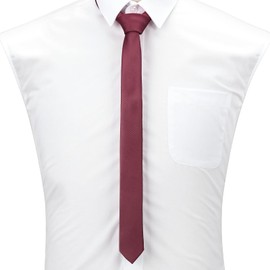 DecTwig Men's Skinny Ties Solid Color Formal Neckties 1.58" (4CM) Slim Black Ties For Men, Burgundy, Medium