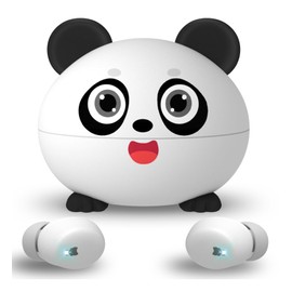 COOTIMOCK Wireless Earbuds for Kids, Built with Mic, 85dB Safe Volume, Light Weight, Bluetooth 5.3, IPX6 Waterproof, Passive Noise Cancelling, Girls Boys Teen Earbuds for School Travel, Panda