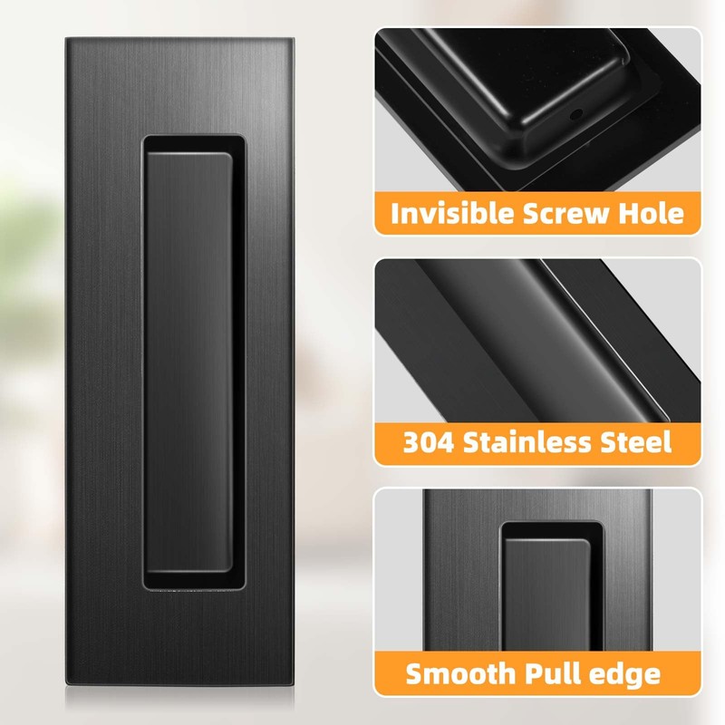 Lipshome Pocket Door Hardware - Pocket Door Pull, Recessed Flush