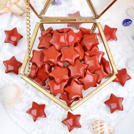 AWARDSEN 20 Pieces Star Crystal, Red Jasper Healing Stones Crystals Set, Gemstones, Red Stones, Glutstones Crystal Star Crystal for Reiki Ornaments and Meditation