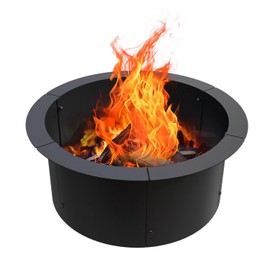 GJWCVL Fire Pit Ring Outdoor Wood Burning Fire Pit Liner 27.5 Inch Camping Fire Ring Painted Steel Firepit Ring Heavy Duty Campfire Ring Above or In-Ground for Bonfire Outdoor Backyard