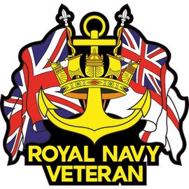 Royal Navy Veteran Car Sticker with Union Jack and White Ensign - Also for laptops, Phones, Tablets, etc. (Large)