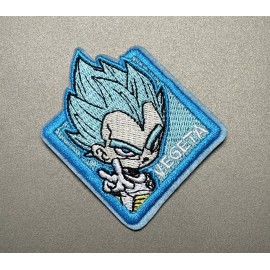 Dragon Ball Z Vegeta SSJ Blue Embroidered Iron On Patch 2.75x2.75 Inch