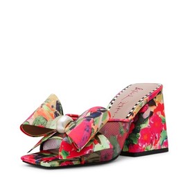 Betsey Women's Jordn Heeled Sandal, Red Green Floral, 11
