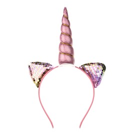 Love Sweety Unicorn Flower Crown Headband Animal Ear Headband Costume Headwear(Cat Pink)