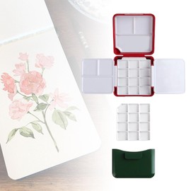Harilla Watercolour Palette Travel Mini for Beginners Gouache Mixing Tray Paint Pallet for Graffiti Sketching Acrylic Painting Book Red