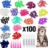 VICTHY 100pcs Cat Nail Caps, Colorful Pet Soft Claws Nail
