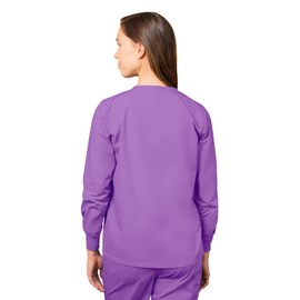 Adar Universal Scrubs for Women - Round Neck Warm-Up Scrub Jacket - 602 - Lavender - XXS