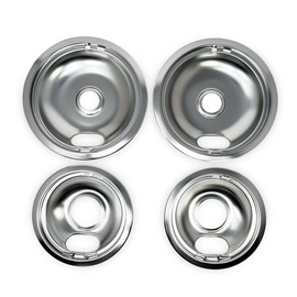 EvertechPRO W10278125 Electric Stove Drip Pans Top, Pack of 4, 2 Small 6 Inch and 2 Big 8 Inch Pans, Compatible with Whirlpool Range, Fits Most Top Brand Models
