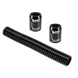 Unbranded 12" Long Black Stainless Flexible Radiator Hose Kit W/ Black Billet Clamp Covers