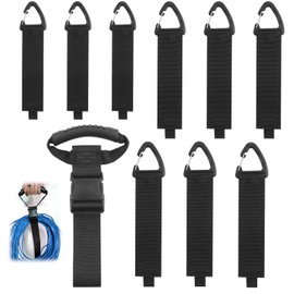 10 Pack Extension Cord Holder Organizer, 9 Heavy-Duty Storage Straps in 3 Sizes and Carrying Strap with Handle, Hook & Loop Garage Hose Hanger for Men Dads DIYer Cable RV Garden Pool Workshop Storage