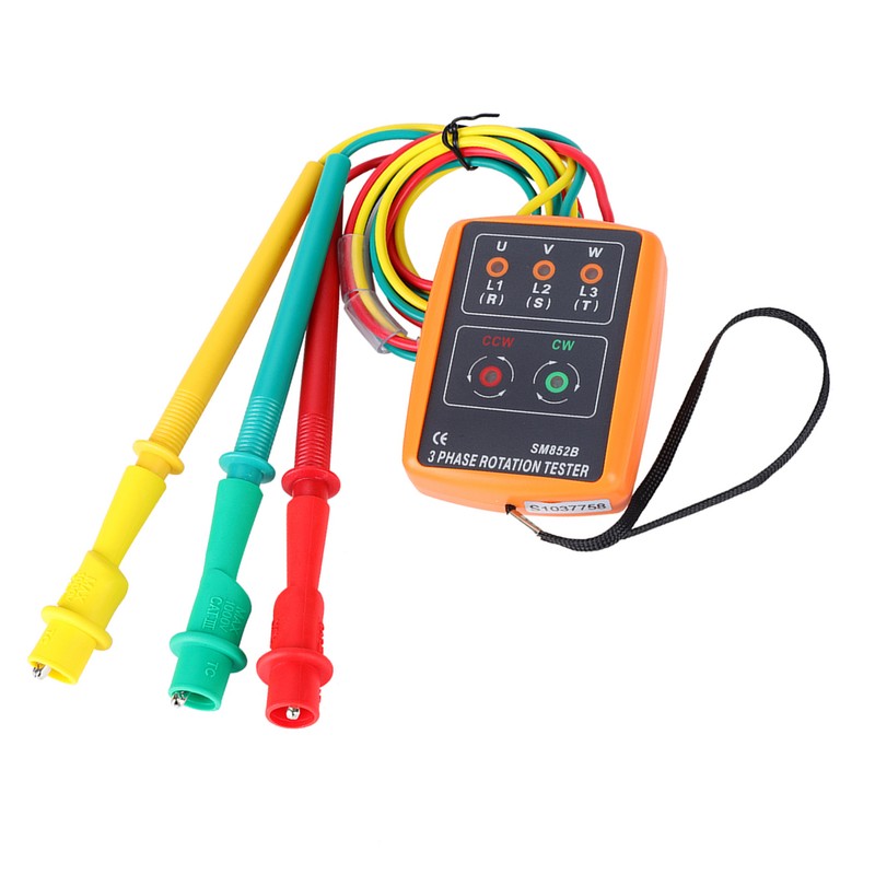 SM-852B 3-Phase 60V~600V AC Sequence Order Rotation Indicator Tester 20Hz-400Hz