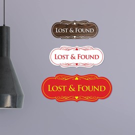Signs ByLITA Designer Lost & Found Sign (Light Grey/Burgundy) - Small