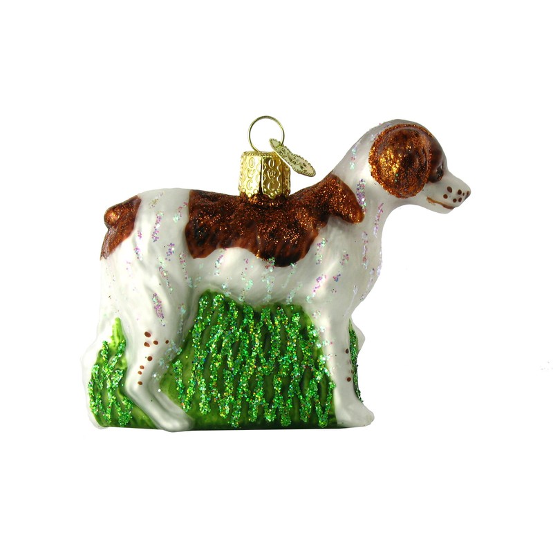 Old World Christmas Ornaments Brittany Spaniel Glass Blown Ornaments for