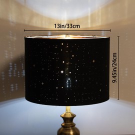 Kongkee Drum Lamp Shades Set of 2 for Table Lamp, 13" Top x 13" Bottom x 9.5" High Fabric Large Lampshade (BLACK)