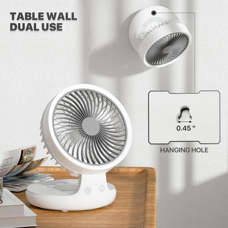 mollie 8-Inch Small Rechargeable USB Desk Fan Battery Operated with