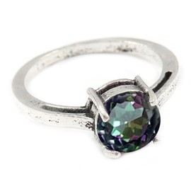 JEWELSTREZORO Mystischer Topas Edelstein 925 Sterling Silber Band Ring Herren & Damen Geschenkartikel Handgefertigter Schmuck TSR364AG_21 (67 (21.3))