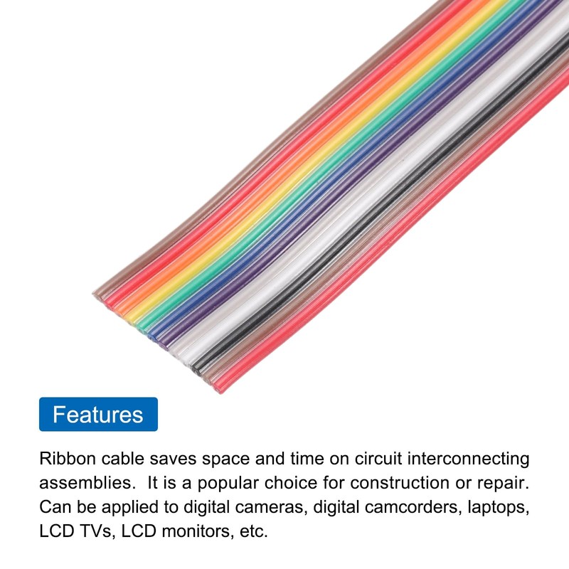 sourcing map 1 Pcs 12 Pin Flat Rainbow Ribbon Cable