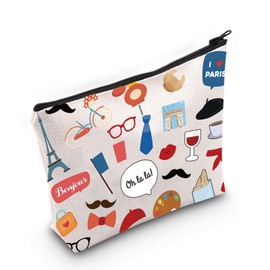 LEVLO France Holiday Gift Paris Party Travel Pouch Bag France Souvenir Gift Paris Theme Party Merch Parisian Gift, I Love Paris, Cosmetic Bag