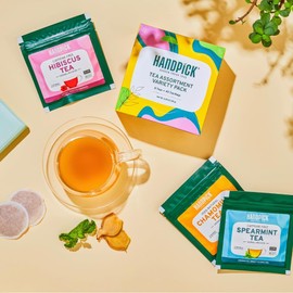 HANDPICK, Assorted Tea Sampler Gift Set - 8 Flavors, 40 Tea Bags | Caffeinated Black Tea, Green Tea, Caffeine Free Herbal Tea | Tea Bags Variety Pack | Tea Assortment Variety Pack