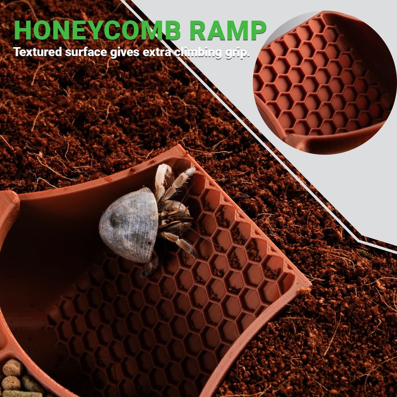 Hermit Crab Hideout with Dual Food Bowls, 2-in-1 Cave Shelter