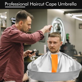 Wsevinn Hair Cutting Barbers Cape, Haircut Umbrella Capes for Adults Kids, Adjustable Hairdressing Apron Cape for Hair Cutting (Includes 1PCS Black Comb)