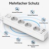 Beizkna Steckdosenleiste 4 USB Mehrfachsteckdose Wandmontage 4-Fach Steckerleiste berspannungsschutz 2