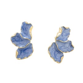Irregular Petal Flower Earrings For Women Stainless Steel Unique Statement Flower Dangle Earrings Trendy Jewelry GiftWhite Simple Modern Earrings Rectangle Large Hypoallergenic Petal Earrings (Blue)