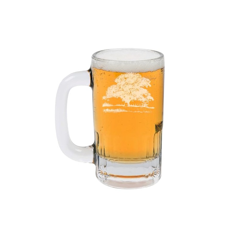12oz Beer Mug Stein Glass Gift Oak Tree