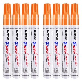 Orange Permanent Paint Pens - 8 Pack Oil Based Paint Markers, Paint Pens For Rock Painting Car Tyre Metal, Plastic, Canvas, Mugs, Wood, Glass, Quick Drying and Waterproof, Medium Point
