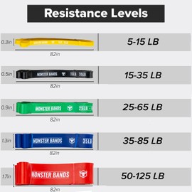 Pull Up Bands, Resistance Bands (Set of 5) – Pull Up Assistance Bands Set – Exercise Workout Bands for Working Out, Strength Training, Stretching & Physical Therapy (Latex, Colored)