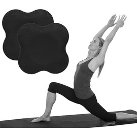 Yoga Knee Pad Cushion, 2 Pcs Comfortable Yoga Knee Support Pad Anti-slip Yoga Kneeling Pad, Yoga Mat Pilates Exercise Sports Balance Cushions for Protecting Knee, Ankle, Elbow, Wrist & Hand (Black)