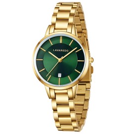 L LAVAREDO Women's Bracelet Watch,Dainty Luxury Gold Watches for Women with Easy Read Date Dial,Waterproof Ladies Quartz Wrist Watch Included Bracelet Tools