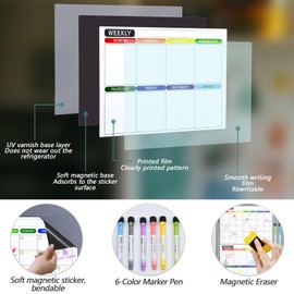 Magnetic Calendar for Refrigerator Dry Erase, 15.7'' x 11.8'' Monthly Calendar Set, Fridge Calendar Dry Erase List Boards Family Schedule Planning Board, Whiteboard Calendar for Fridge