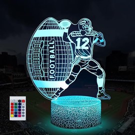 SUPERHONGJIHAO Night Light for Children, 3D Rugby LED Lamp with Remote Control, 16 Colours, Birthday Gift for Children