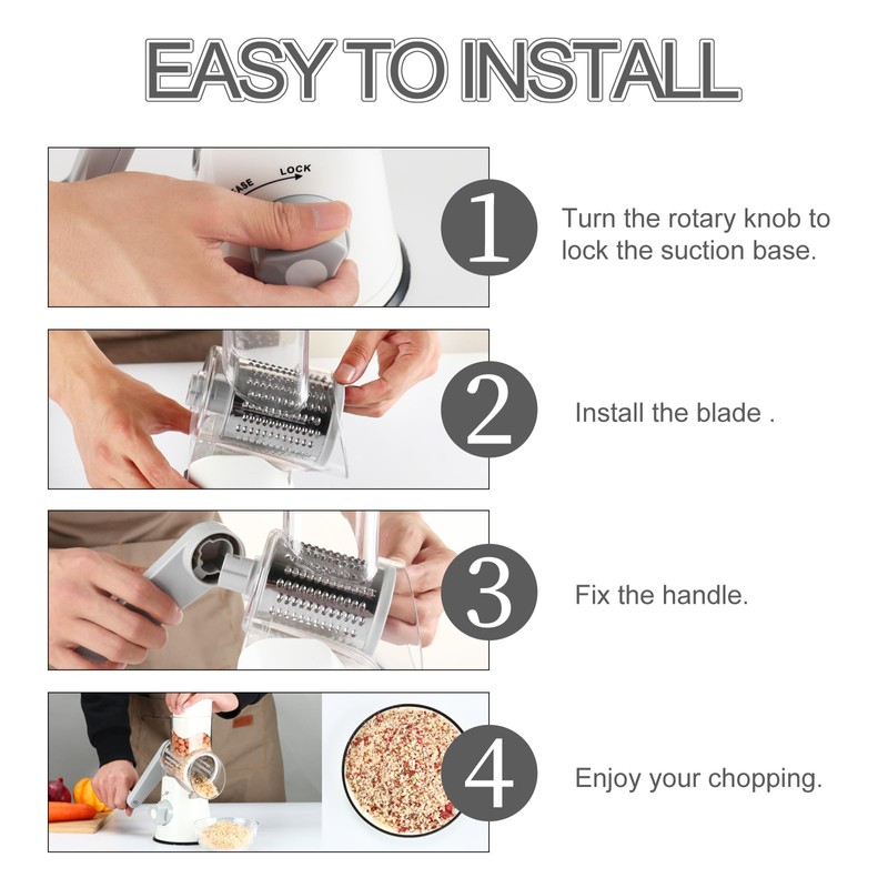 Ourokhome Rotary Cheese Grater Hand Crank, Kitchen Shredder Speed Mandolin