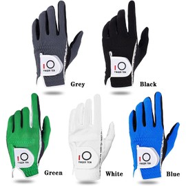 FINGER TEN Golf Gloves Men Left Hand Right Rain Grip Weathersof Value Pair, Mens Golf Glove Wear Resistant Non Slip Flexible Durable (Grey, S)