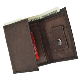 Marshal Kids Genuine Leather Small Trifold Children Wallet (Brown)