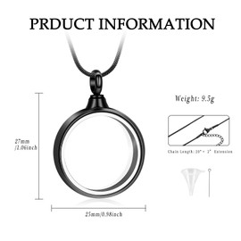 VCCWYQK Cremation Jewelry Glass Heart Urn Necklace for Ashes Stainless Steel Memorial for Ashes Keepsake Pendants for Women (J)