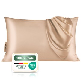 bene-sleep Premium Silk Pillowcase - 100% Mulberry Silk 22 Momme | Reinforced Seams | Oeko-Tex Certified* | Anti-Frizz & Wrinkle Reduction | Hypoallergenic & Skin Friendly (Rose Gold, 50 x 70 cm)