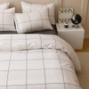 CLOTHKNOW Plaid Queen Size Comforter Set 3Pcs White Black Bedding