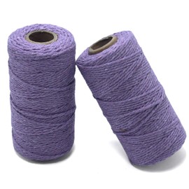 YZSFIRM 2mm Cotton Twine Rope,Light Purple String Bakers Twine for DIY Crafts and Gift Wrapping(2 Roll 656 Feet)