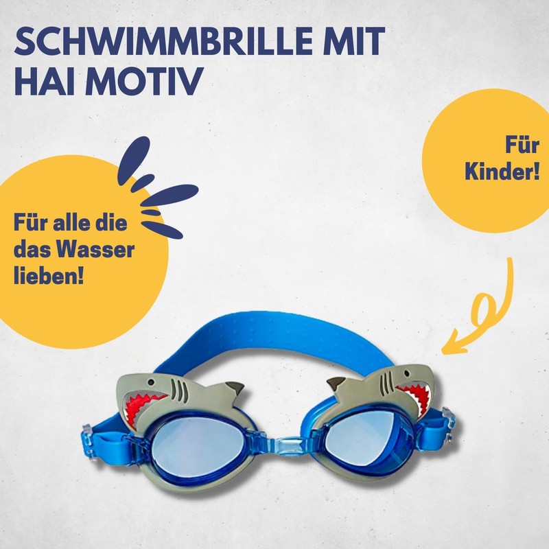 Best Sport Kids' Shark Swimming Goggles, Blue/Grey, Small