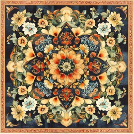 Nuxovilar Peel and Stick Vinyl Floor Tiles, 11.8"x11.8" Mandala Floral Pattern, 10-Pack Self-Adhesive Flooring for DIY Projects