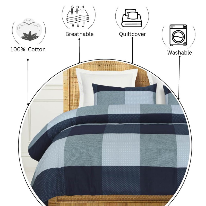 Amsons Quilt Cover Set – Blue Doona Cover - King