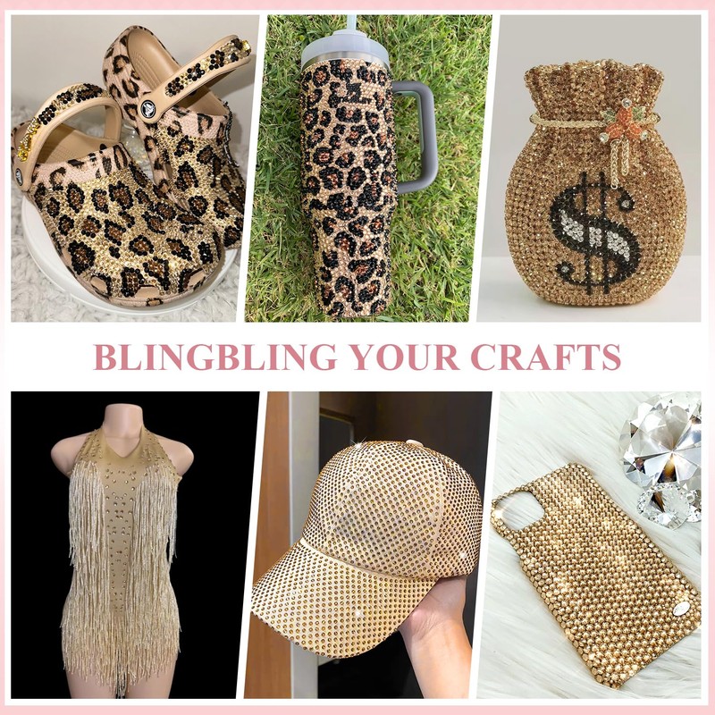 3000PCS SS20/5mm Crystal Rhinestones (Golden Shadow/Champagne), Bedazzling Flatback Glass Rhinestones