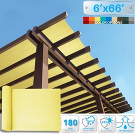 Patio Paradise 6' x 66' Shade Cloth 6/8/12 FT Sun Shade Fabric Roll UV Block Windscreen Canopy Pergola Cover Cloth Sunscreen Fabric for Outdoor Backyard Deck Porch, Light Yellow