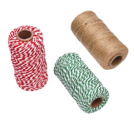 Sunmns 3 Rolls Christmas Cotton Twine and Natural Jute String Rope for Gift Wrapping Tag Ornaments