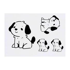 4 x 'Cute Puppy Sitting' Temporary Tattoos - Water Resistant, Skin-Safe, Non-Toxic Transfers, Mixed Sizes (TO00078770)